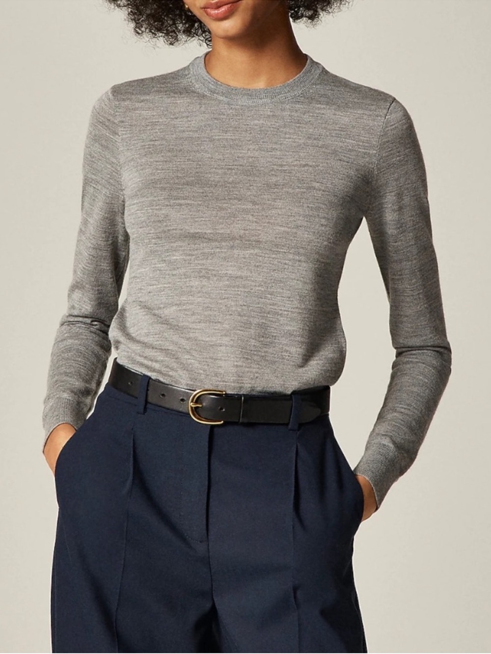 J. Crew Tippie Crewneck Sweater in Heather Gray 100% Merino Wool *FLAW